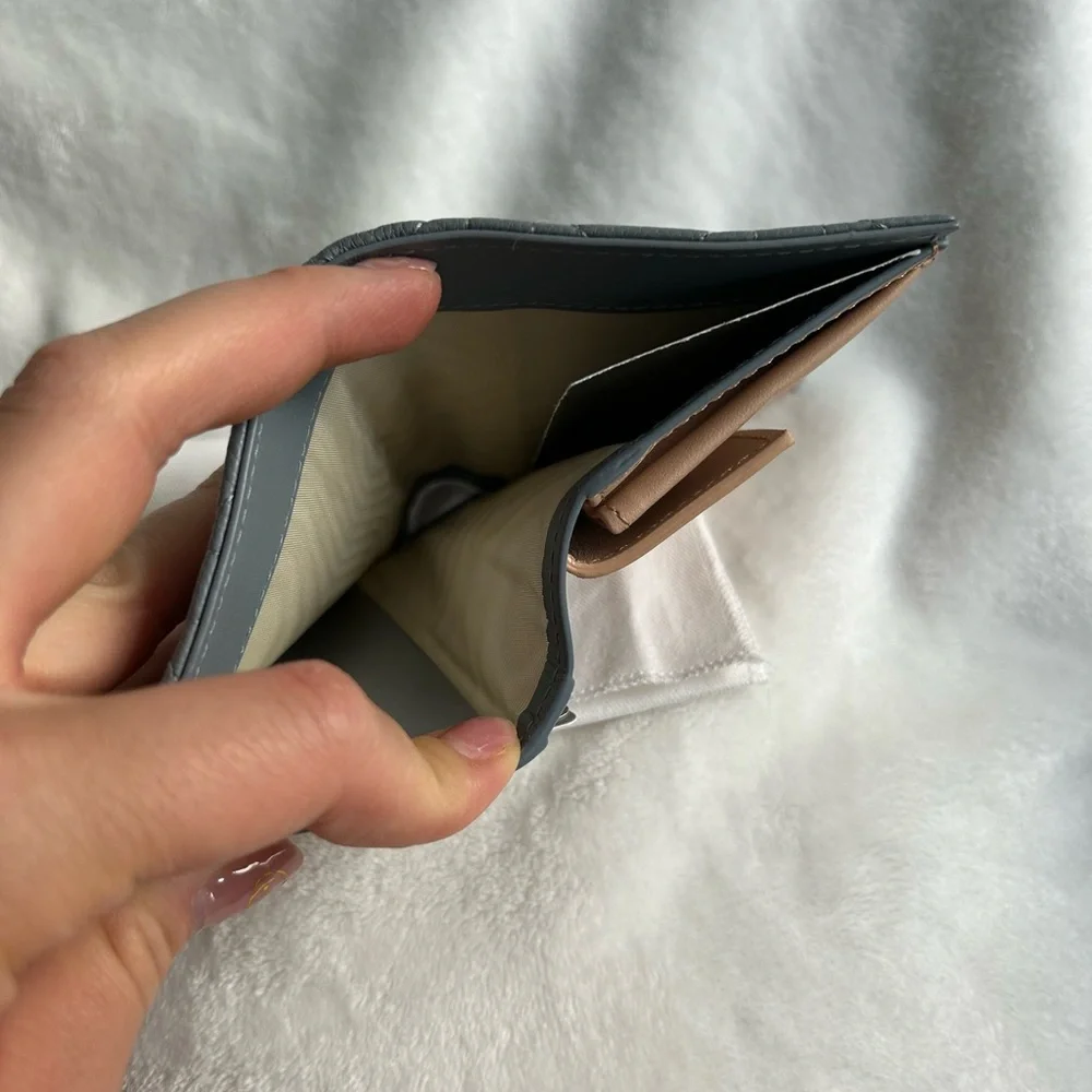 Dior Quilted Wallet in Gray with Gold Accent